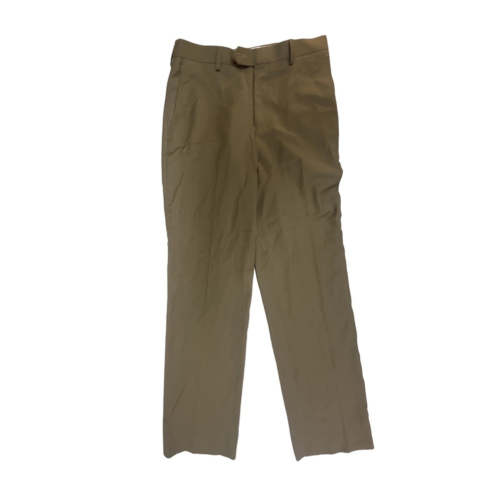 Lauren Ralph Lauren Khaki Brown Dress Pants 28W Straight Leg Flat Front Trousers